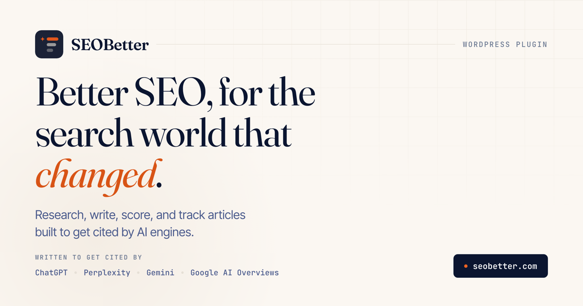 SEOBetter - AI SEO, GEO and LLM Citations for Wordpress screenshot 1